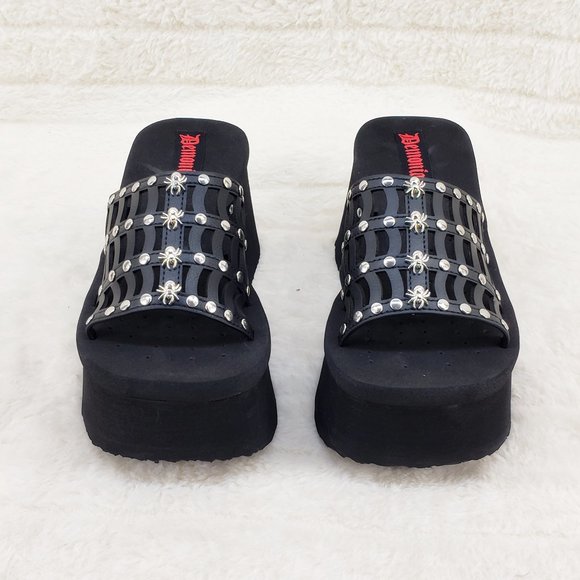 Demonia | Shoes | Funn 3 Platform Goth Sandals Black Matte  Funn 13 Platform Goth Sandals Black Matte Cut Out Web Spider Studs